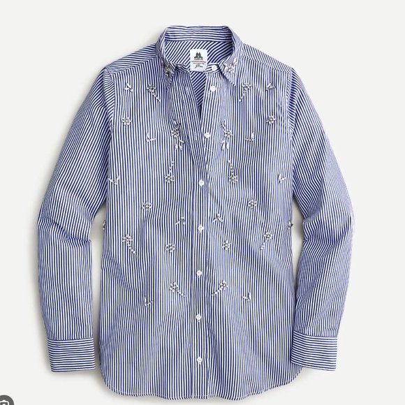 Thomas Mason x J. Crew Tops - Thomas Mason® for J.Crew embellished cotton poplin blouse  -  Size 8